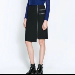 Zara Woman Zipper Assymetrical Skirt